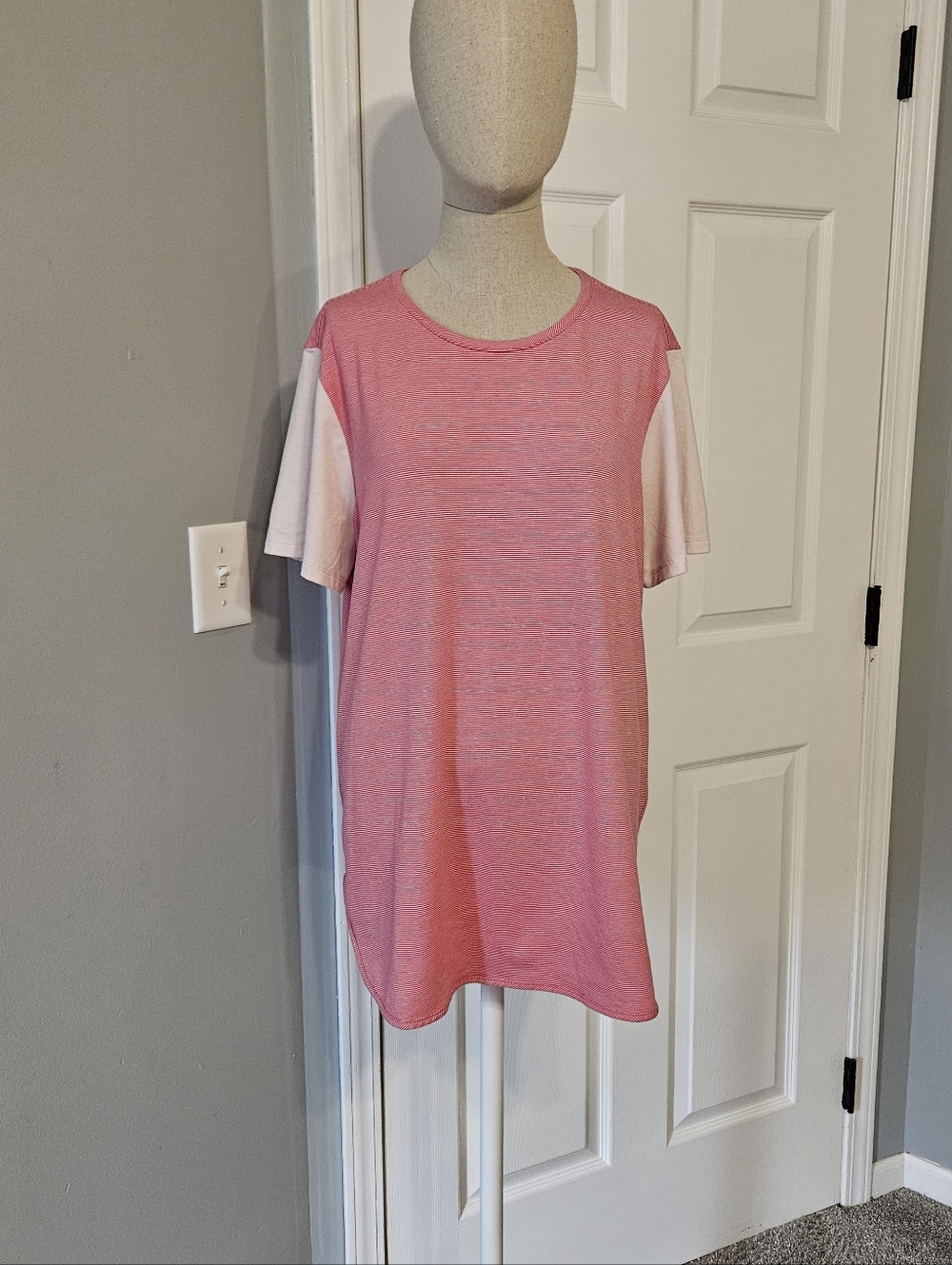 Lands' End Pink Tee With Stripes